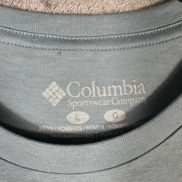NWT Columbia Men's L Shirt Tribe Graphic Stone Blue Sportswear Cotton - Picture 2 of 7